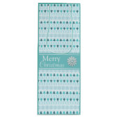 冬の木と雪の結晶パターンブルー ワインギフトバッグ (正面)