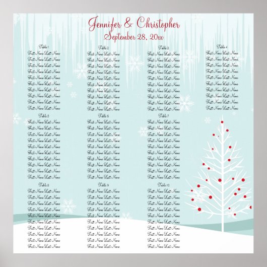 冬の木と雪結婚片の座席表 ポスター (正面)