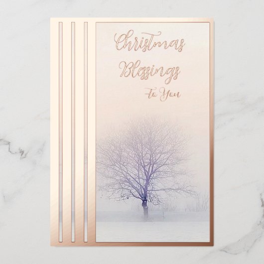 冬の木のカスタムクリスマス 箔シーズンカード (正面)