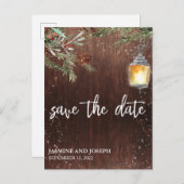 冬の木のクリスマス素朴を保存する 案内ポストカード (正面/裏面)