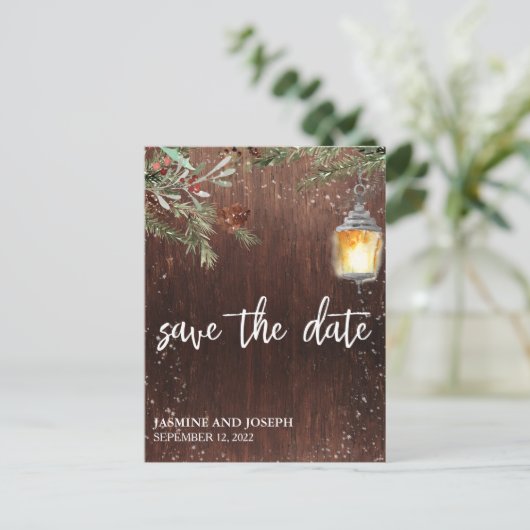 冬の木のクリスマス素朴を保存する 案内ポストカード (スタンド正面)