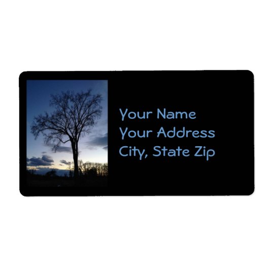 冬の木のトワイライト住所 シール (正面)