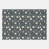 冬の木のパターンのクリスマスヴィンテージ ラッピングペーパーシート (正面3)