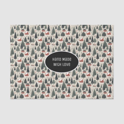 冬の木のパターンのクリスマスヴィンテージ 薄葉紙 (正面)