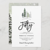 冬の木のフェスティバル50th誕生日の招待 招待状 (正面/裏面)