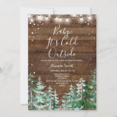 冬の木のベビーベビーシャワー外は寒い 招待状 (正面)