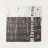 冬の木のモノクロ タペストリー (正面)