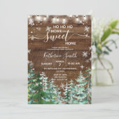 冬の木のログハウス新築祝いパーティー 招待状 (スタンド正面)