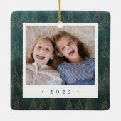 冬の木の両面フォトパーソナライズされたー セラミックオーナメント (裏面)