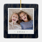 冬の木の両面フォトパーソナライズされたー セラミックオーナメント (裏面)