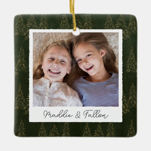 冬の木の両面フォトパーソナライズされたー セラミックオーナメント (正面)