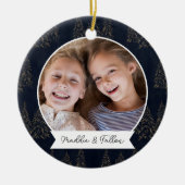 冬の木の両面フォトパーソナライズされたー セラミックオーナメント (正面)