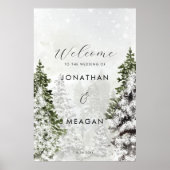 冬の木の休日の結婚歓迎の兆候 ポスター (正面)