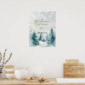 冬の木の休日の赤ちゃんシャワー歓迎サイン ポスター (キッチン)