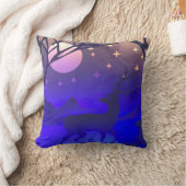 冬の木の夜のシーンで鹿 クッション (ブランケット)