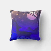 冬の木の夜のシーンで鹿 クッション (裏面)