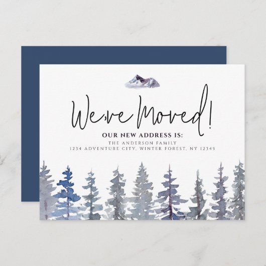 冬の木の引っ越しましたの新しい住所 ポストカード (正面/裏面)