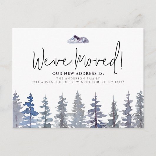 冬の木の引っ越しましたの新しい住所 ポストカード (正面)