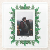 冬の木の枝の写真結婚の ガラスコースター (正面)