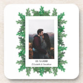 冬の木の枝の写真結婚の コースター (正面)