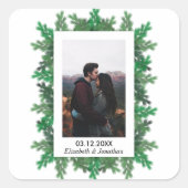 冬の木の枝の写真結婚の スクエアシール (正面)