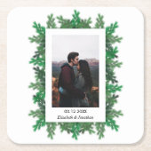 冬の木の枝の写真結婚の スクエアペーパーコースター (正面)