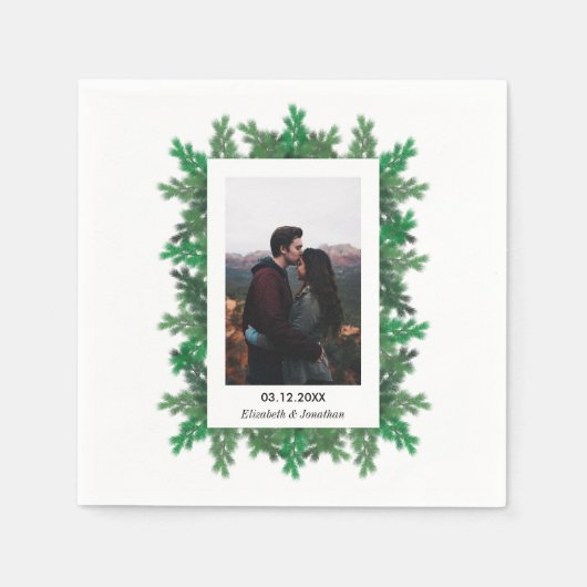 冬の木の枝の写真結婚の スタンダードカクテルナプキン (正面)