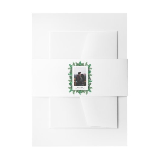 冬の木の枝の写真結婚の 招待状ベリーバンド (正面例)