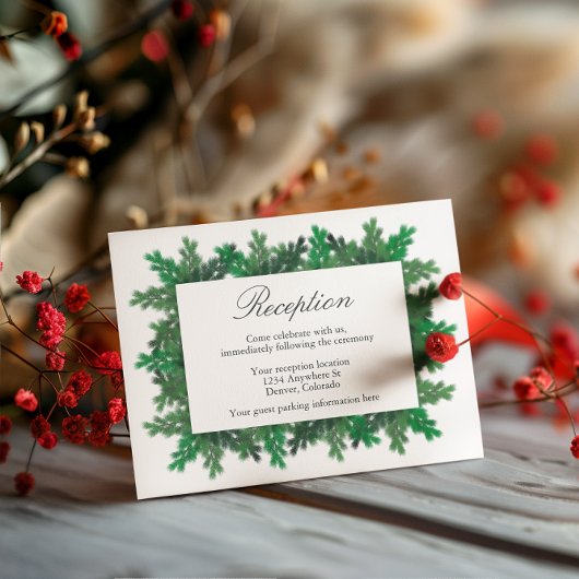 冬の木の枝ウェディングレセプションカード エンクロージャーカード