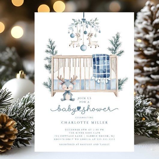 冬の木の森のベビーシャワー招待状 招待状