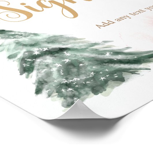 冬の木の水の色ピンクの金ゴールドサインシャワー ポスター (角)