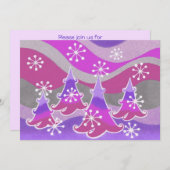 冬の木の紫の招待 招待状 (正面/裏面)