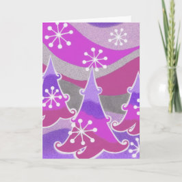冬の木の紫色の「ハッピーホリデー」垂直 シーズンカード
