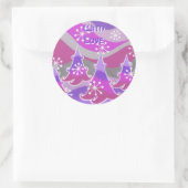 冬の木の紫色の「愛と」丸いシール ラウンドシール (バッグ)