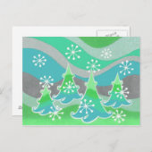 冬の木の緑のはがき ポストカード (正面/裏面)