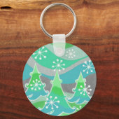 冬の木の緑キーチェーン キーホルダー (正面)