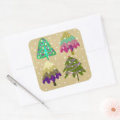 冬の木の角を丸くしたステッカー スクエアシール (封筒)