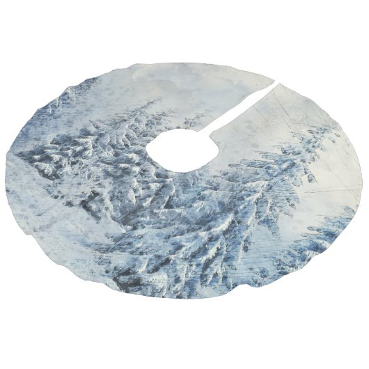 冬の木の雪のシーン フェイクリネンツリースカート (アングル)