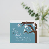 冬の木の雪の結晶 Save the Date 発表 招待状 (スタンド正面)