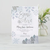 冬の木の雪の雪の恋のブライダルシャワー 招待状 (スタンド正面)
