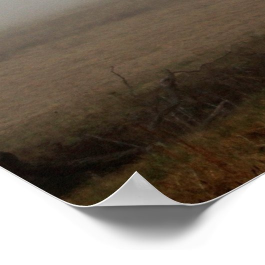 冬の木の霧の草地 ポスター (角)