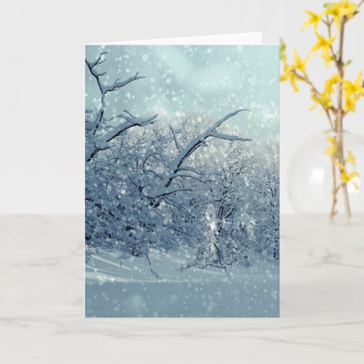 冬の木の風景 カード (黄色い花)