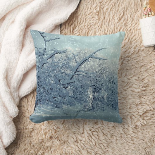 冬の木の風景 クッション (ブランケット)