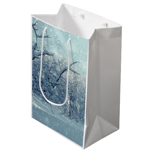 冬の木の風景 ミディアムペーパーバッグ (正面アングル)