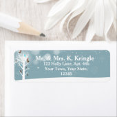 冬の木の鳥オンブルー住所 シール (インサイチュ)