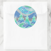 冬の木の「愛と」丸いシール ラウンドシール (バッグ)