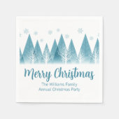 冬の木エレガント々の毎年家族のクリスマスパーティー スタンダードカクテルナプキン (正面)