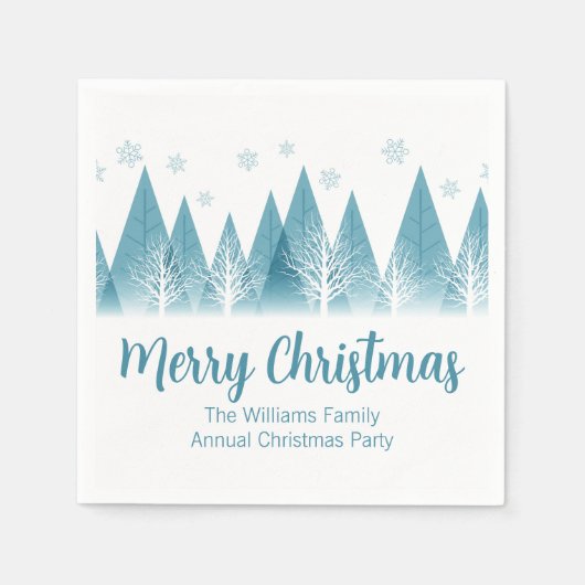 冬の木エレガント々の毎年家族のクリスマスパーティー スタンダードカクテルナプキン (正面)