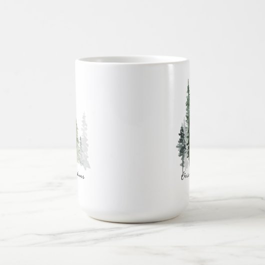 冬の木パーソナライズされたのメリークリスマス コーヒーマグカップ (中央)