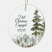 冬の木パーソナライズされた初めてのクリスマス婚約した セラミックオーナメント (左)